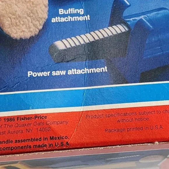 Vintage Fisher Price Power Workshop Tool Box Drill Caddy 1986 Toy With Box - Picture 4 of 11